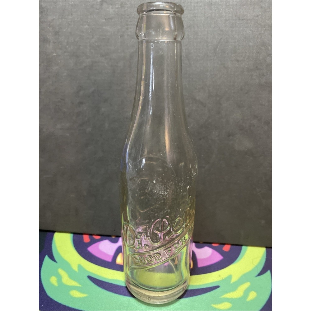 Vintage Dr. Pepper Embossed Clear Glass Soda Bottle Advertising Good For Life